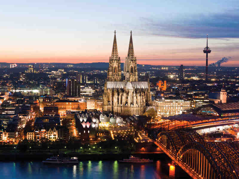 night, view, cologne, germany